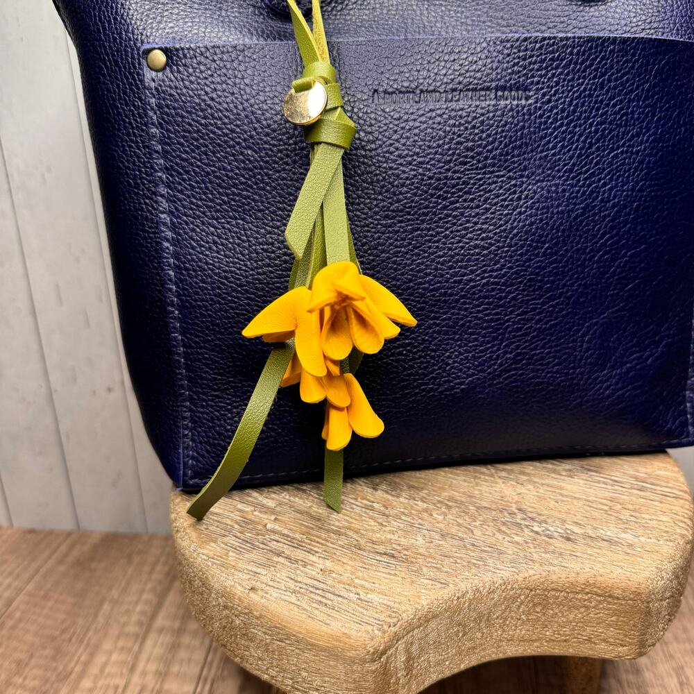 Lovely Leather Yellow Flower Charm